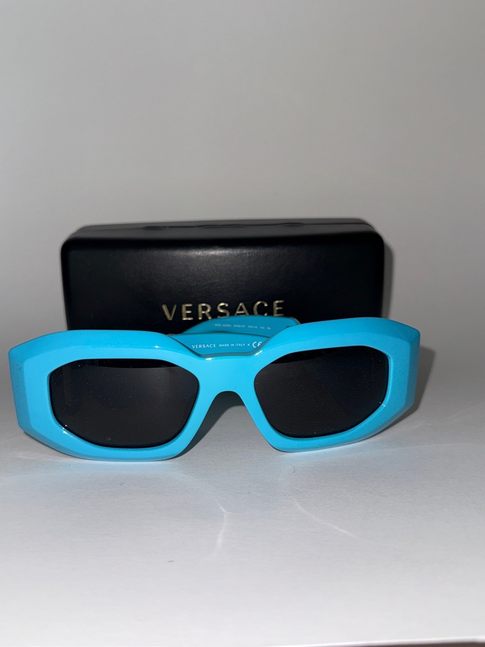 Versace Blue Angular Frame Sunglasses